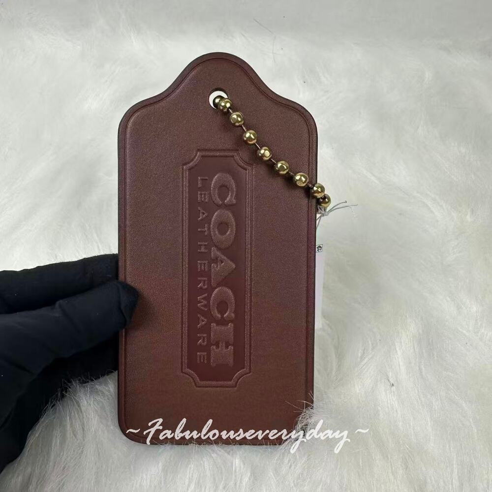 Coach X Hangtag Bag Charm In Leather/Maple CBR57 NWT - Picture 2 of 6